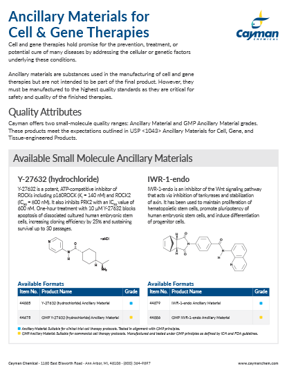 <p>​Ancillary Materials for Cell and Gene Therapies<br></p>